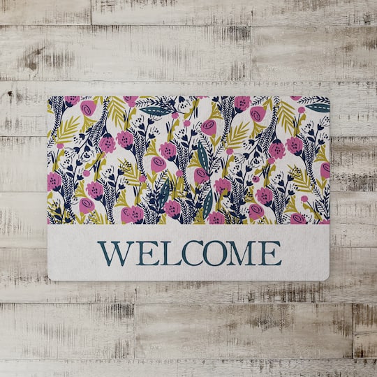 Welcome Florals 27" x 18" Floor Mat